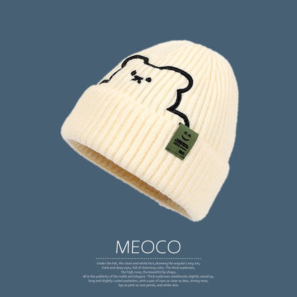 Bear Embroidered / Plain Beanie