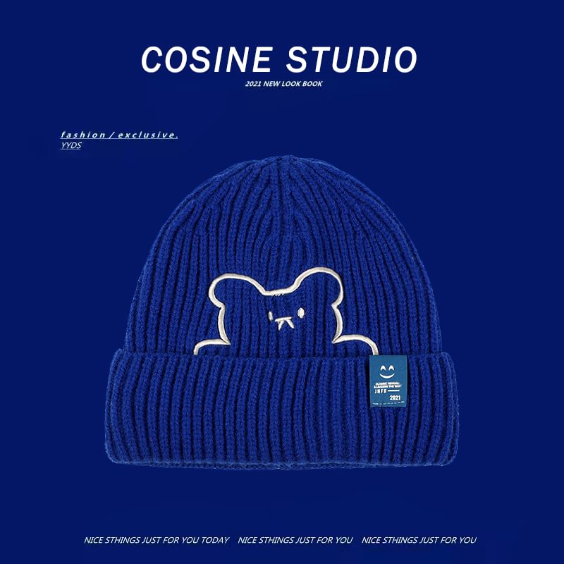 Bear Embroidered / Plain Beanie