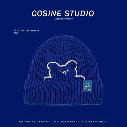 Bear Embroidered / Plain Beanie