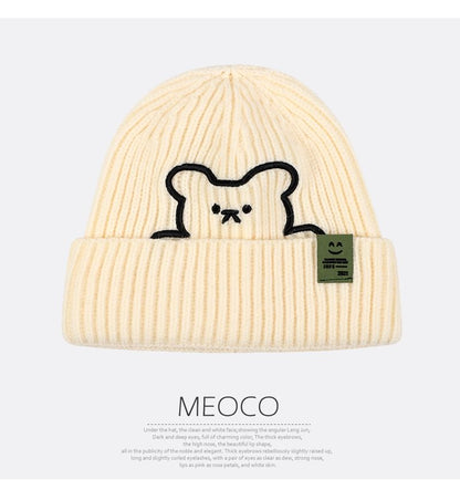 Bear Embroidered / Plain Beanie