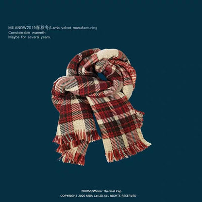 Plaid / Lettering Embroidered / Plain Scarf