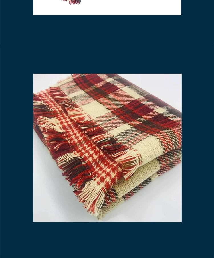 Plaid / Lettering Embroidered / Plain Scarf