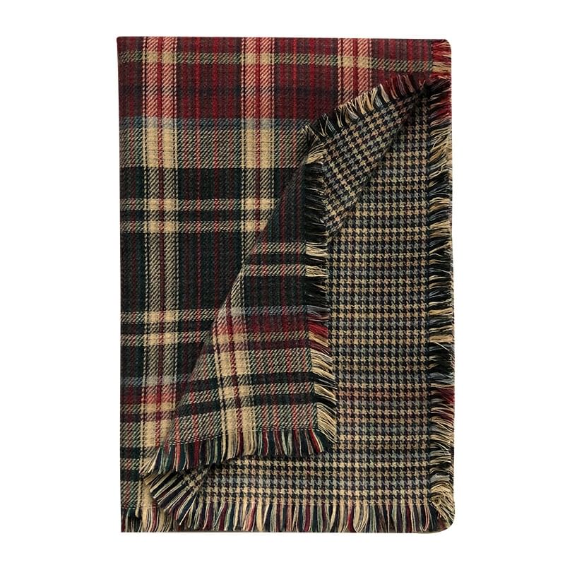 Plaid / Lettering Embroidered / Plain Scarf