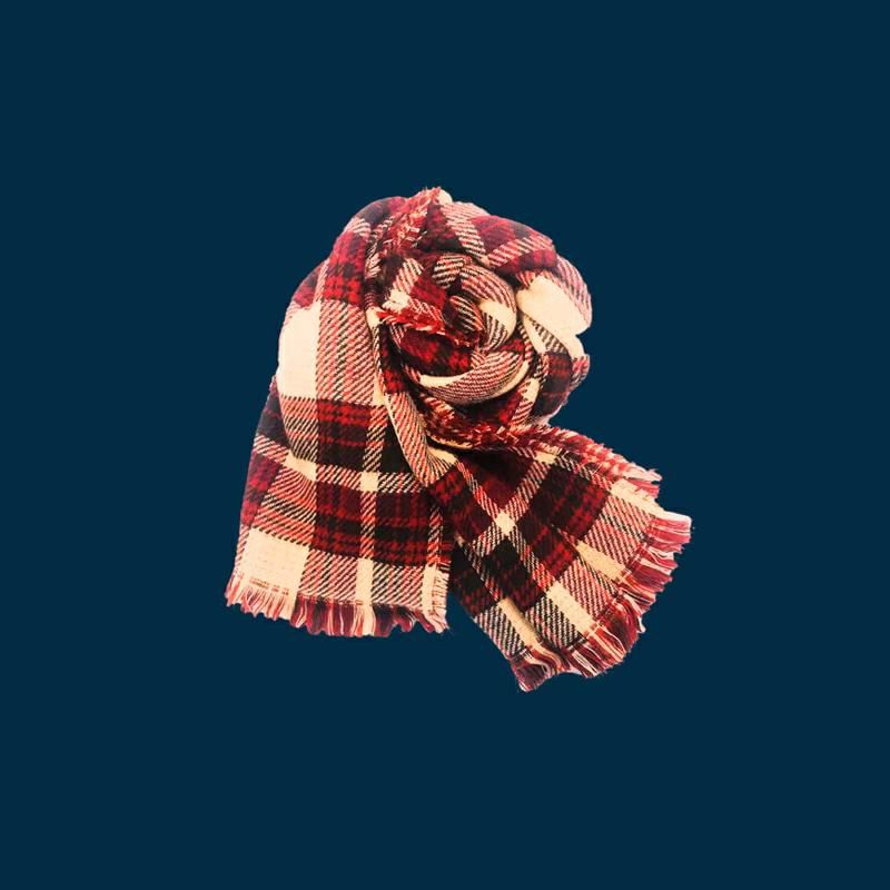 Plaid / Lettering Embroidered / Plain Scarf