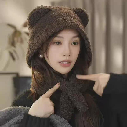 Plain Bear Ear Hooded Scarf