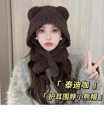 Plain Bear Ear Hooded Scarf