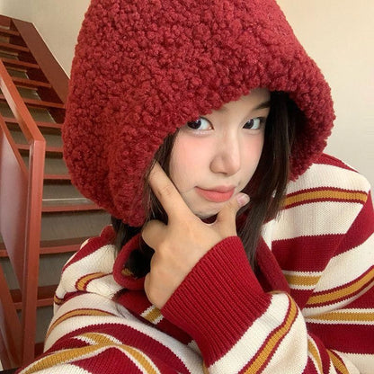 Plain Fleece Tie-Up Hat / Cable Knit Beanie