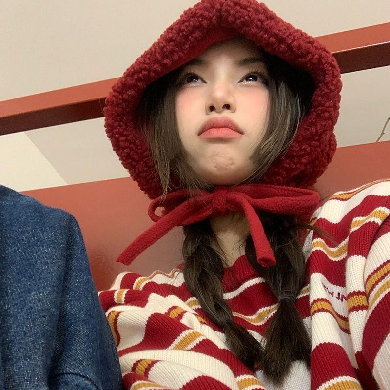 Plain Fleece Tie-Up Hat / Cable Knit Beanie