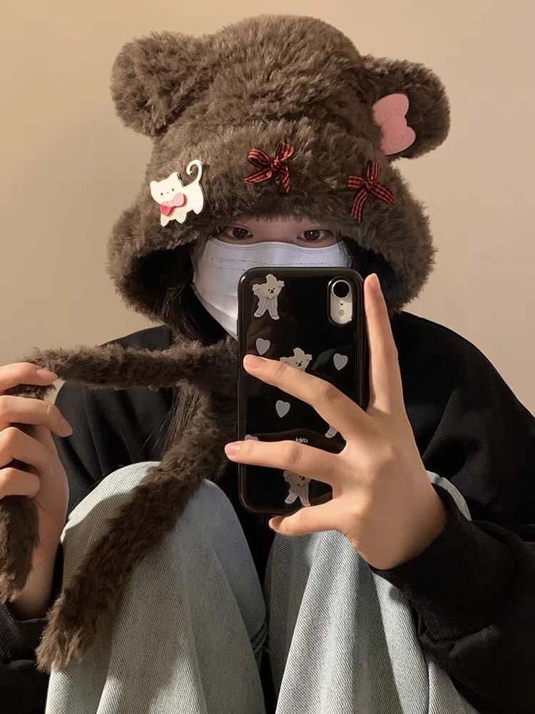 Bow Bear Ear / Dog Fluffy Hat