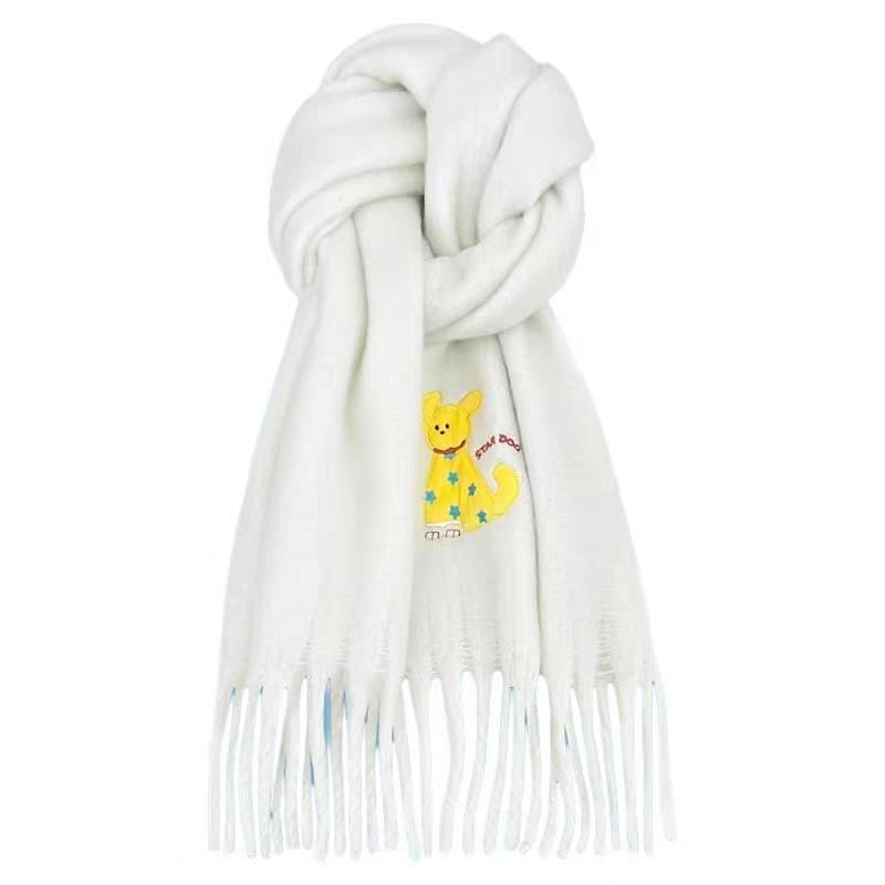 Dog Applique / Plaid Scarf