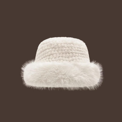 Plain Panel Fluffy Hat / Bucket Hat