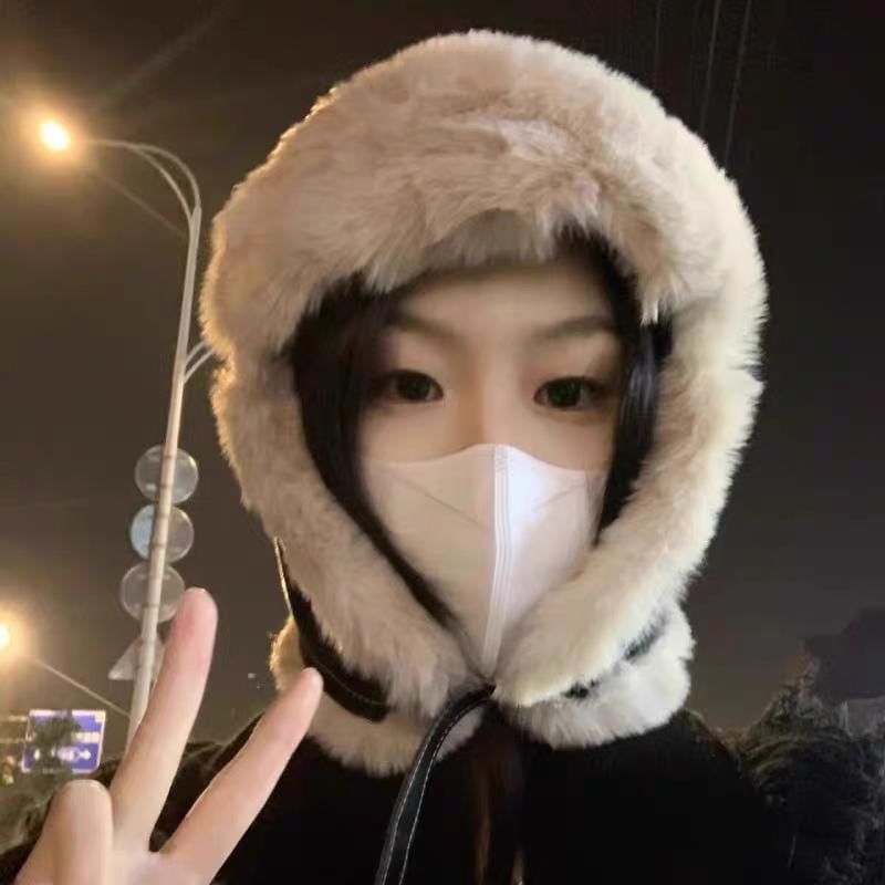 Panel Faux Leather Trapper Hat / Plain Panel Fluffy Hat