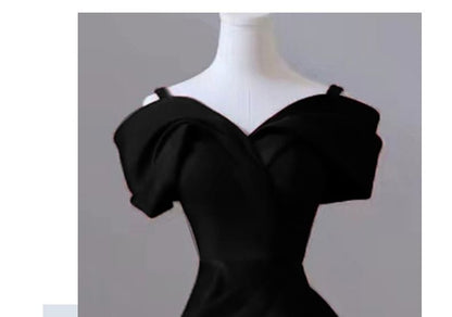 Cold-Shoulder Plain Mermaid Evening Gown