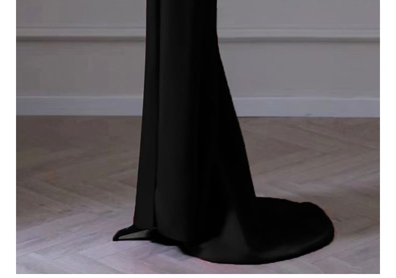 Cold-Shoulder Plain Mermaid Evening Gown
