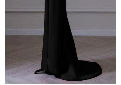 Cold-Shoulder Plain Mermaid Evening Gown