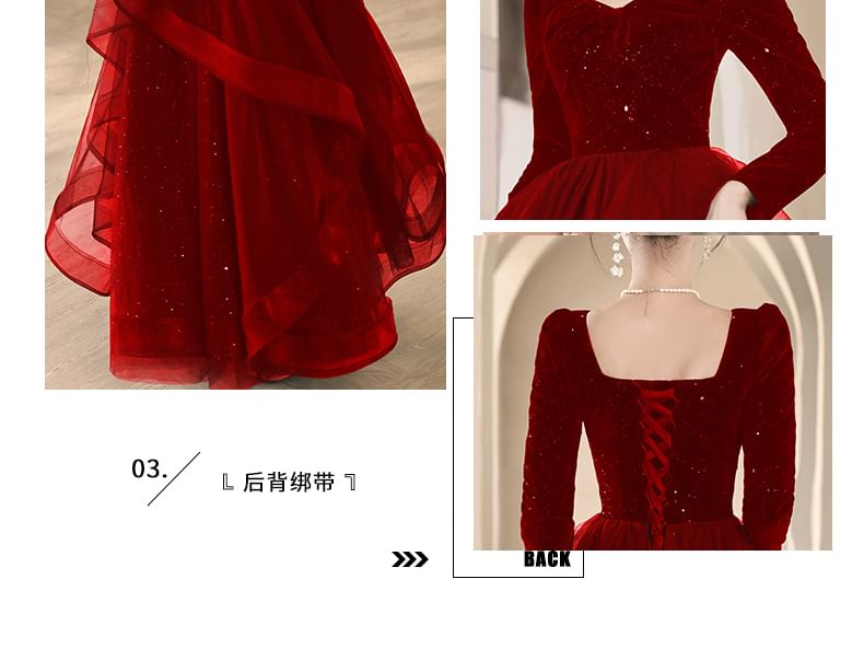 Sequin A-Line Gown Evening Ruffle