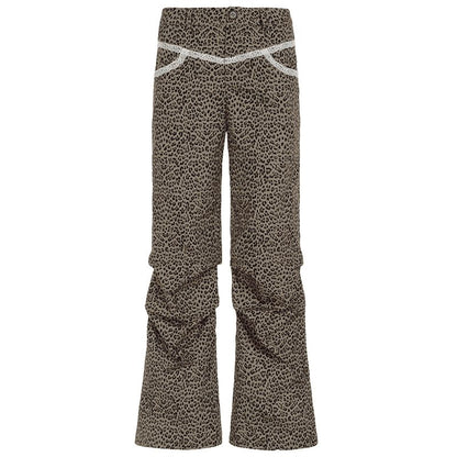 Pants Rise Wide Leopard High Leg