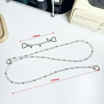 Faux Crystal Heart Buckled Alloy Phone Lanyard