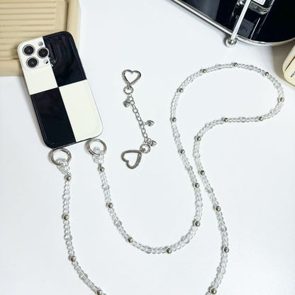 Faux Crystal Heart Buckled Alloy Phone Lanyard