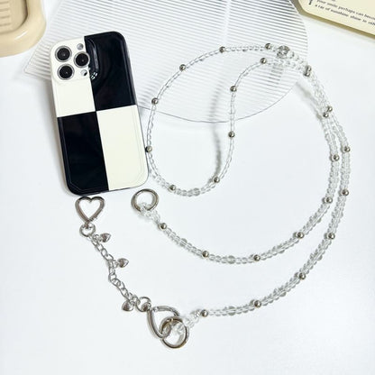 Faux Crystal Heart Buckled Alloy Phone Lanyard