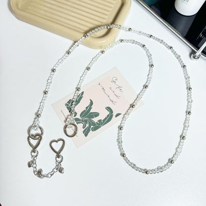 Faux Crystal Heart Buckled Alloy Phone Lanyard