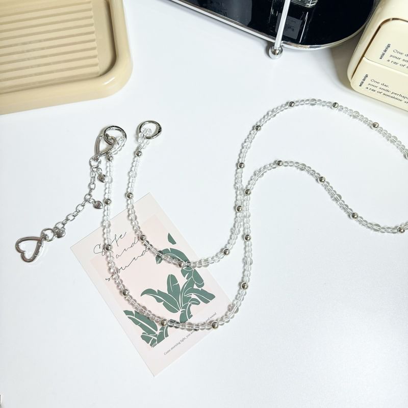 Faux Crystal Heart Buckled Alloy Phone Lanyard