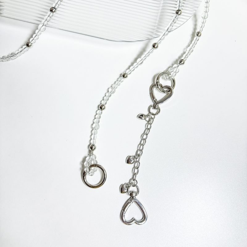 Faux Crystal Heart Buckled Alloy Phone Lanyard