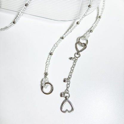 Faux Crystal Heart Buckled Alloy Phone Lanyard