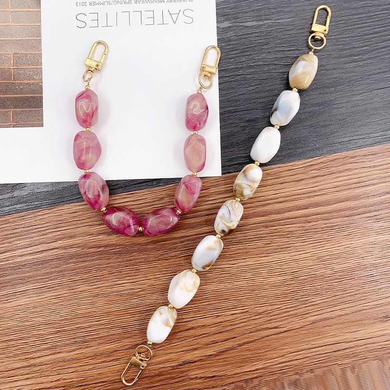 Faux Gemstone Bead Alloy Phone Strap