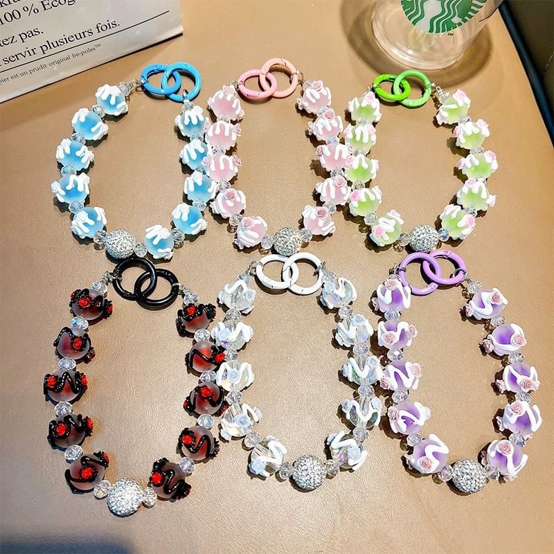 Rose Bead Phone Strap