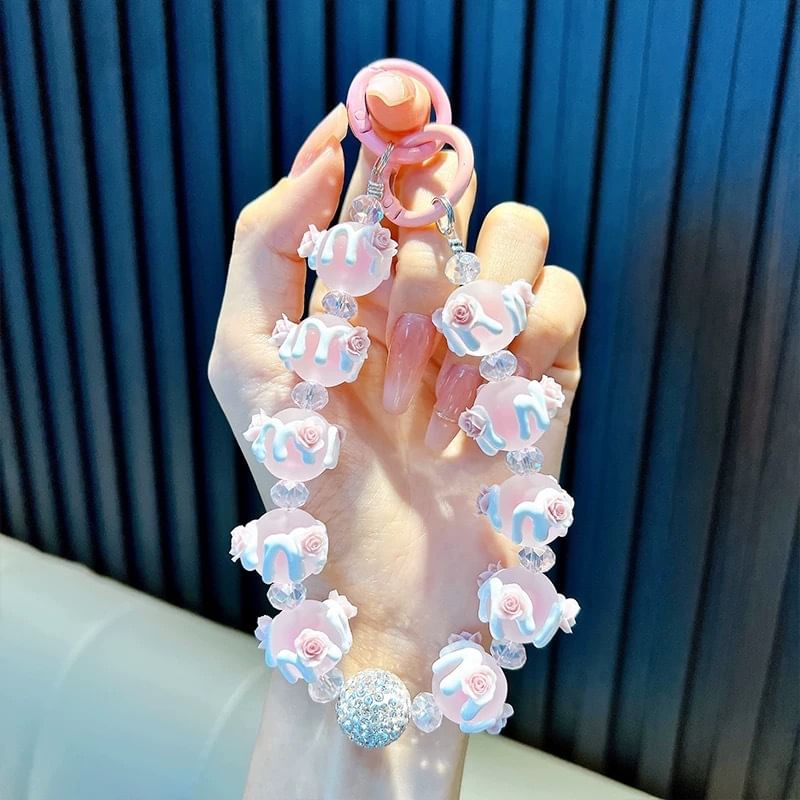 Rose Bead Phone Strap