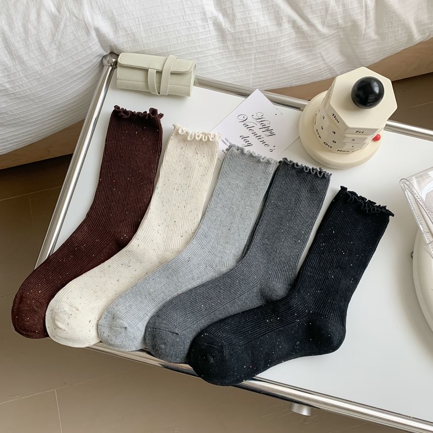 Ruffle Trim Crew Socks