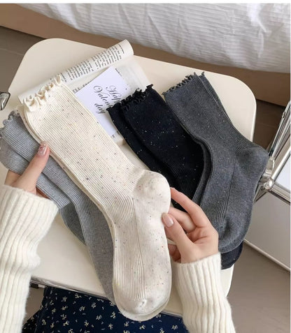 Ruffle Trim Crew Socks