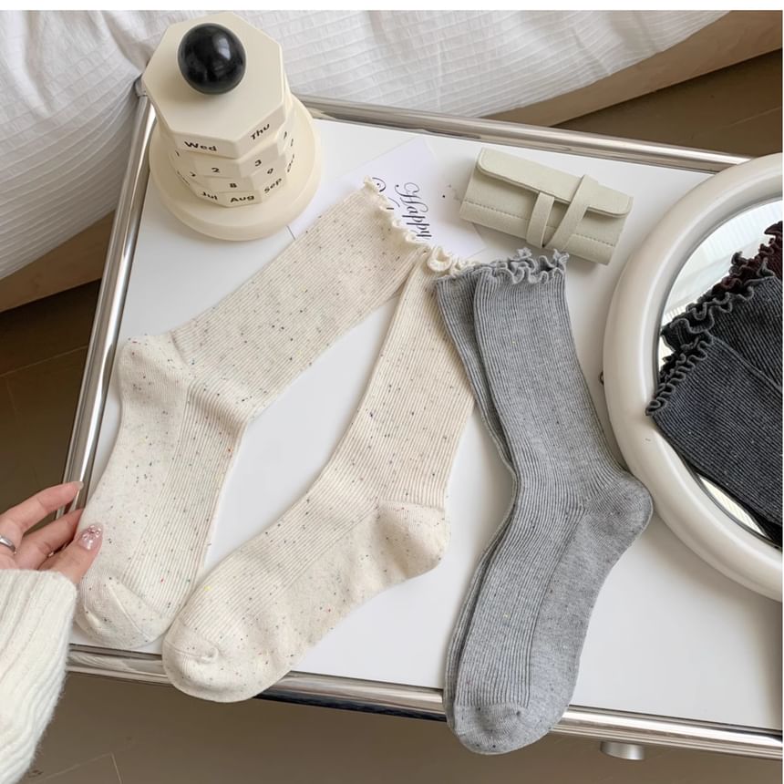 Ruffle Trim Crew Socks