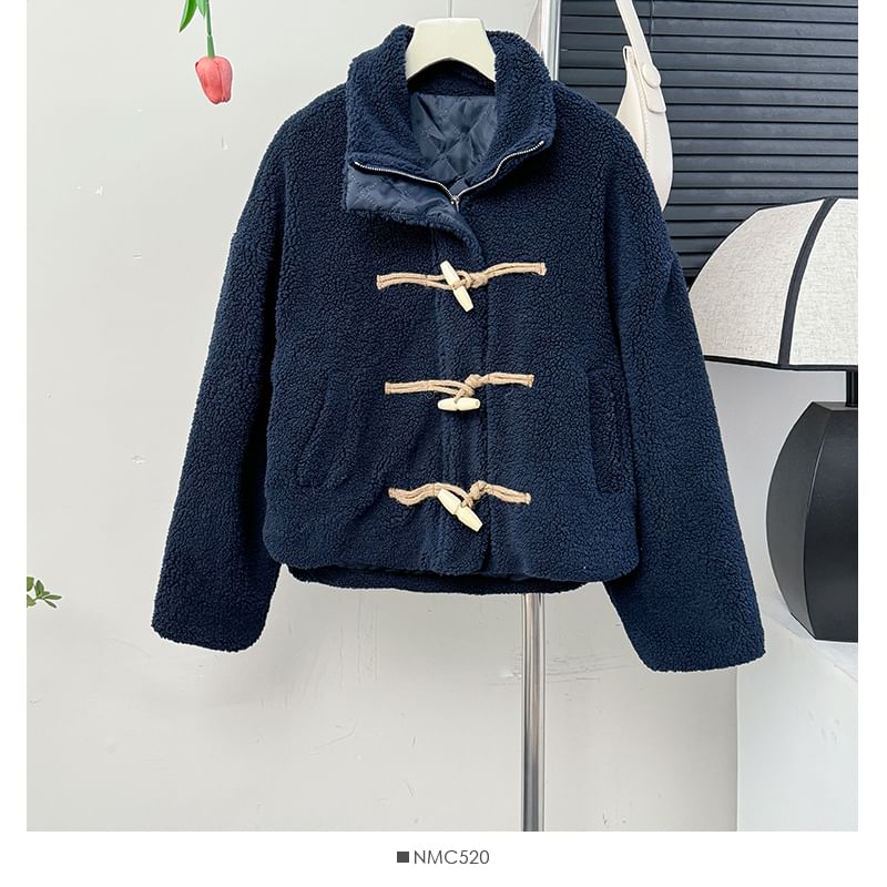 Toggle Stand-Collar Teddy Jacket
