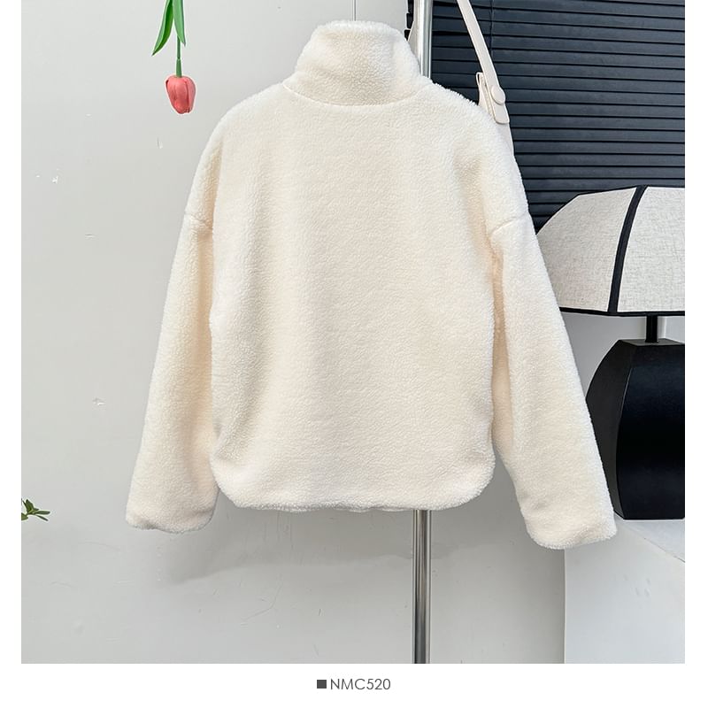 Toggle Stand-Collar Teddy Jacket