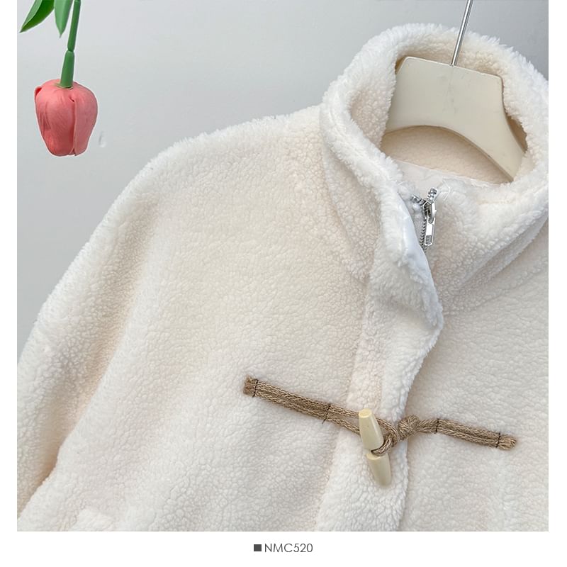 Toggle Stand-Collar Teddy Jacket