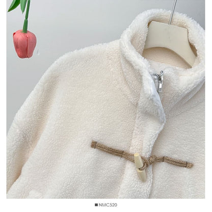 Toggle Stand-Collar Teddy Jacket