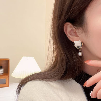 Bear Faux Pearl Alloy Drop Earring
