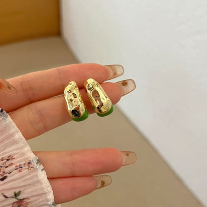 Irregular Glaze Alloy Open Hoop Earring