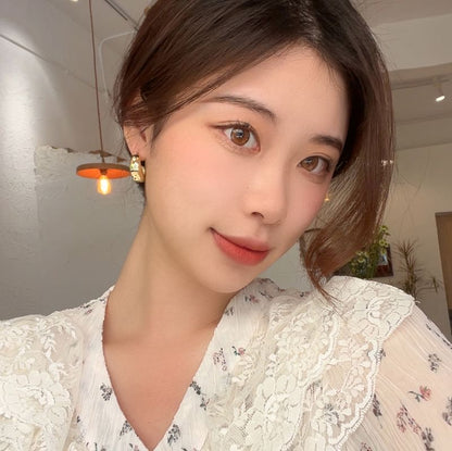 Irregular Glaze Alloy Open Hoop Earring