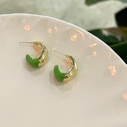 Irregular Glaze Alloy Open Hoop Earring