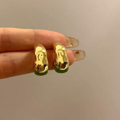 Irregular Glaze Alloy Open Hoop Earring