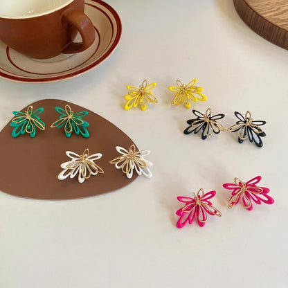 Floral Glaze Alloy Stud Earring