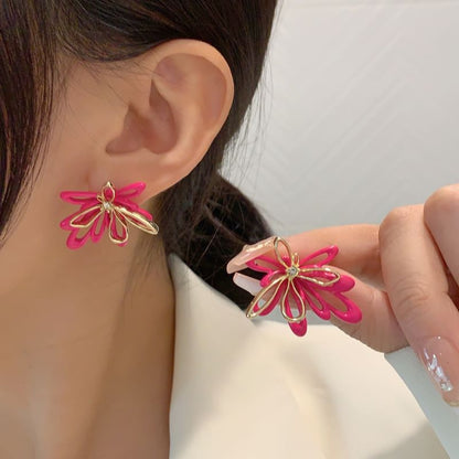 Floral Glaze Alloy Stud Earring