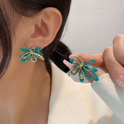 Floral Glaze Alloy Stud Earring