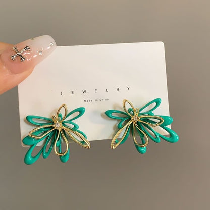 Floral Glaze Alloy Stud Earring