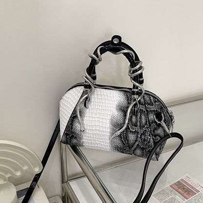 Crocodile Grain Top Handle Crossbody Bag
