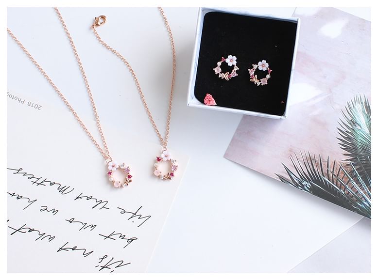 Floral Rhinestone Alloy Bracelet / Necklace (Various Designs)