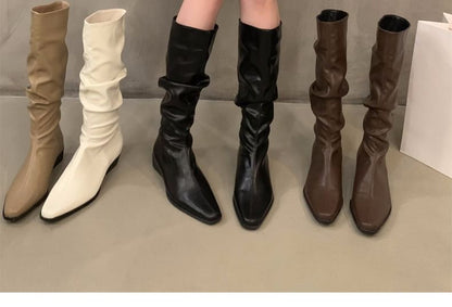 Ruched Mid-Calf Boots